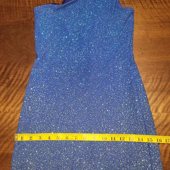 1980s Be Smart Glitter Ombre Bodycon Dress 7/8 Blue Glitter Made in USA - Picture 15 of 15